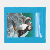 New Hampshire Puffins Scene Fleece Deken (Voorkant (Horizontaal))