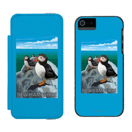 New Hampshire Puffins Scene Incipio iPhone Portemonnee Hoesje (Naast elkaar)