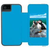 New Hampshire Puffins Scene Incipio iPhone Portemonnee Hoesje (Agenda Open)