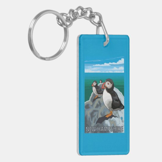 New Hampshire Puffins Scene Sleutelhanger (Voorkant Links)