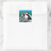 New Hampshire Puffins Scene Vierkante Sticker (Tas)