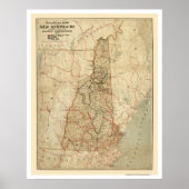 New Hampshire Railroad Map 1894 Poster (Voorkant)