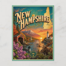 New Hampshire Retro Reis Souvenir Prentbriefkaart