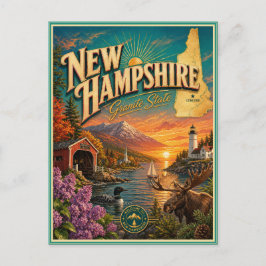 New Hampshire Retro Reis Souvenir Prentbriefkaart Briefkaart