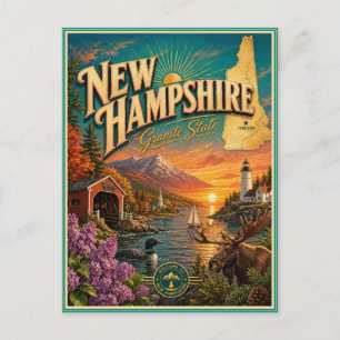 New Hampshire Retro Reis Souvenir Prentbriefkaart Briefkaart