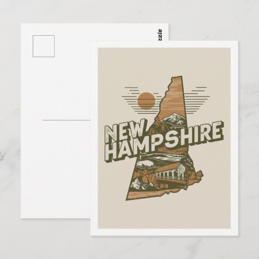 New Hampshire Retro Travel Design Iconische Vereni Briefkaart (Voorkant / Achterkant)