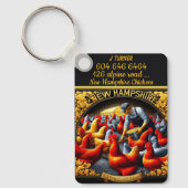 New Hampshire rode kippen in een hok Sleutelhanger (Voorkant)