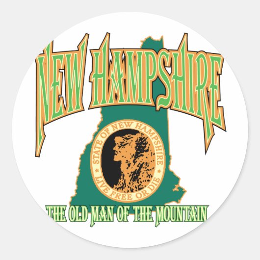 New Hampshire Ronde Sticker (Voorkant)