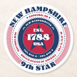 New Hampshire rood wit blauw typografie Ronde Kartonnen Onderzetter