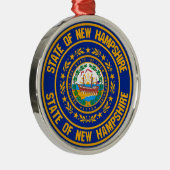 New Hampshire Round Emblem Metalen Ornament (Rechts)