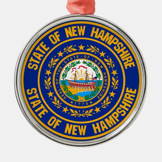 New Hampshire Round Emblem Metalen Ornament (Voorkant)