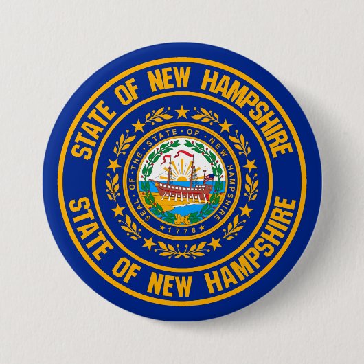 New Hampshire Round Emblem Ronde Button 7,6 Cm (Voorkant)