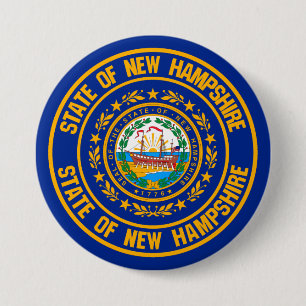 New Hampshire Round Emblem Ronde Button 7,6 Cm