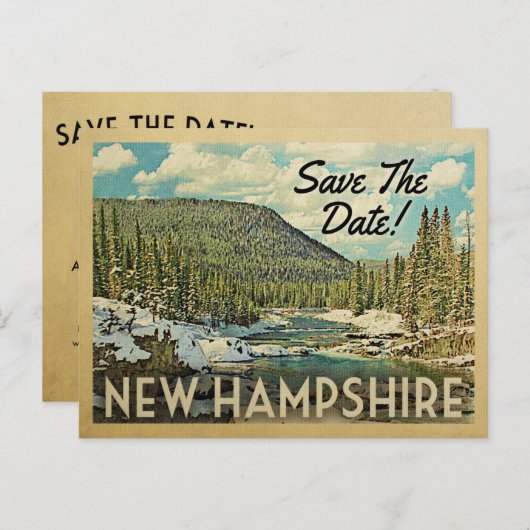 New Hampshire Save the Date Mountains Aankondigingskaart (Voorkant / Achterkant)