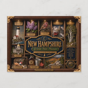 New Hampshire-schaduwdoos 3D figuur staat Briefkaart