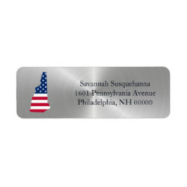 New Hampshire Silver State American Flag Patriotic Etiket