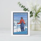 New Hampshire Skier Admiring Uitzicht Briefkaart (Staand voorkant)