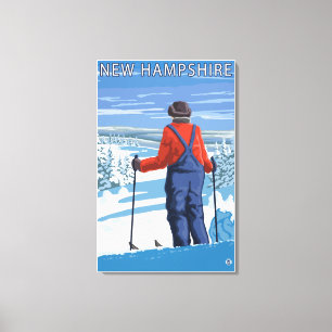 New Hampshire Skier Admiring Uitzicht Canvas Afdruk