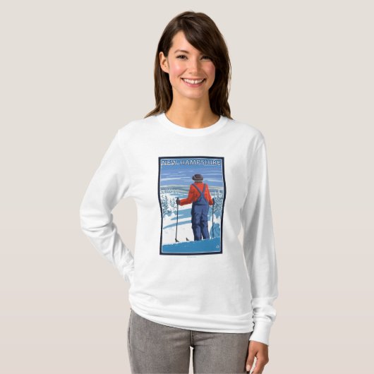 New Hampshire Skier Admiring Uitzicht T-shirt (Voorkant volledig)