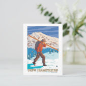 New Hampshire Skier Carrying Skis Briefkaart (Staand voorkant)
