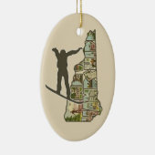 New Hampshire sneeuwboarder kerstboomversiering Keramisch Ornament (Rechts)