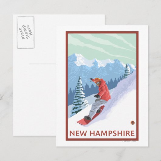 New Hampshire Snowboarder Scene Briefkaart (Voorkant / Achterkant)