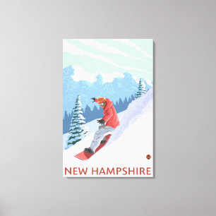 New Hampshire Snowboarder Scene Canvas Afdruk