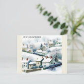 New Hampshire Snowy Winter Village Illustration Briefkaart (Staand voorkant)