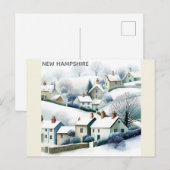 New Hampshire Snowy Winter Village Illustration Briefkaart (Voorkant / Achterkant)