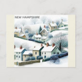 New Hampshire Snowy Winter Village Illustration Briefkaart (Voorkant)