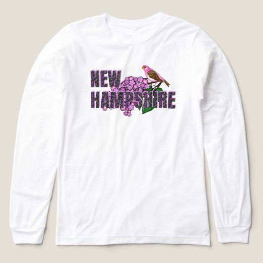 New Hampshire Staatsymbolen Paarse Vink & Seringen Tri-Blend Shirt (Voorkant)