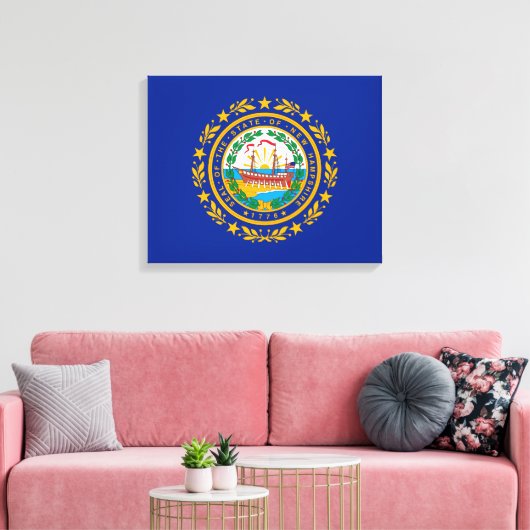 New Hampshire State Flag Design Canvas Afdruk (Insitu (Woonkamer))