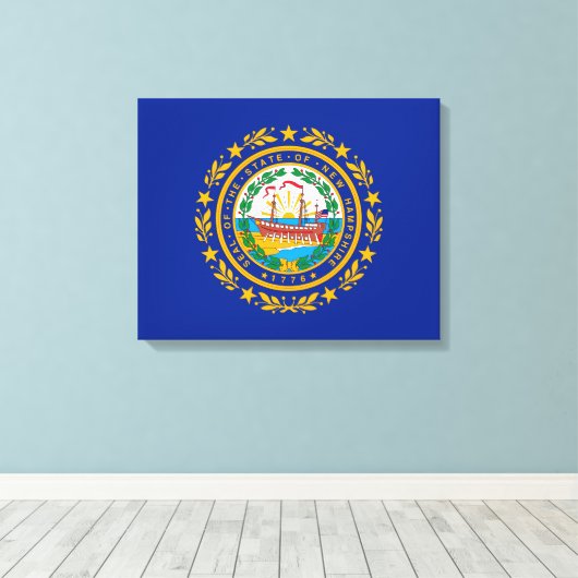New Hampshire State Flag Design Canvas Afdruk (Insitu (Houten vloer))