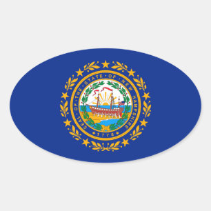 New Hampshire State Flag Design Ovale Sticker