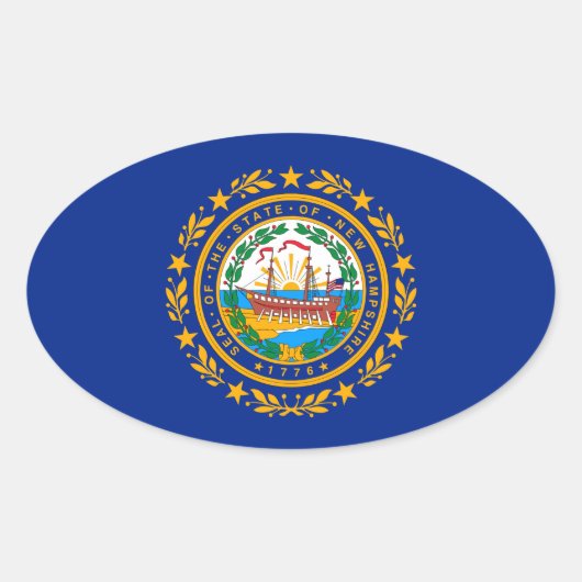 New Hampshire State Flag Design Ovale Sticker (Voorkant)