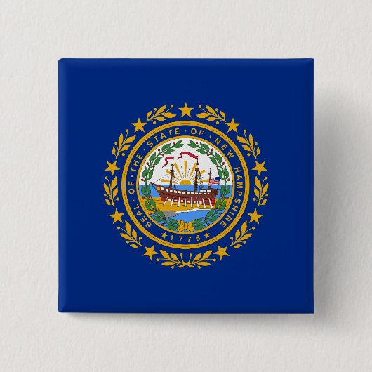 New Hampshire State Flag Vierkante Button 5,1 Cm (Voorkant)