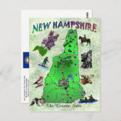 New Hampshire State-kaart Briefkaart (Voorkant / Achterkant)