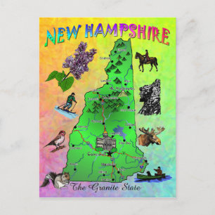 New Hampshire State-kaart Briefkaart