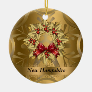 New Hampshire State Kerstversiering Keramisch Ornament