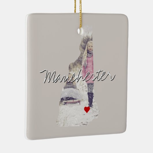 New Hampshire State Photo insert and town name Keramisch Ornament (Rechts)