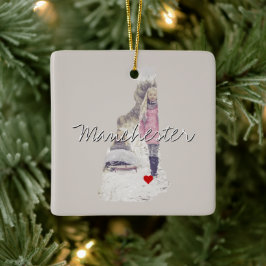 New Hampshire State Photo insert and town name Keramisch Ornament