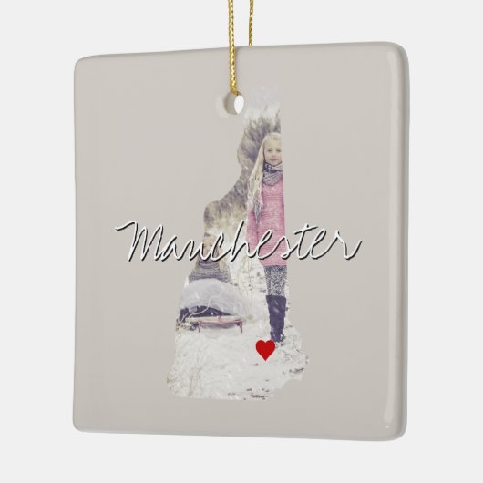 New Hampshire State Photo insert and town name Keramisch Ornament (Links)