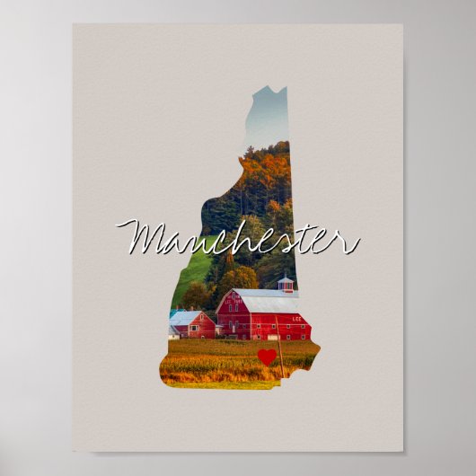New Hampshire State Photo insert and town name Poster (Voorkant)