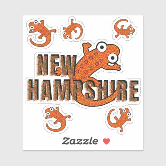 New Hampshire State Symbol Red Spotted Newt Forest Sticker (Vel)