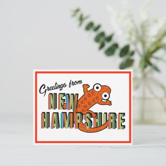 New Hampshire State Symbol Red Spotted Newt Stripe Briefkaart (Staand voorkant)