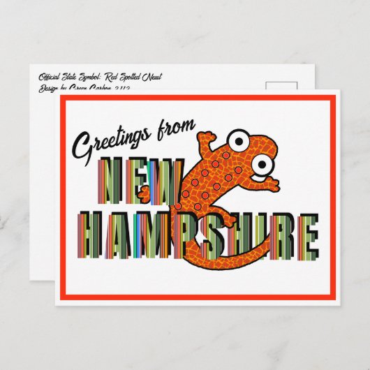 New Hampshire State Symbol Red Spotted Newt Stripe Briefkaart (Voorkant / Achterkant)