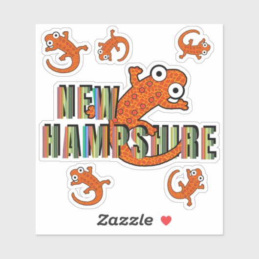 New Hampshire State Symbol Red Spotted Newt Stripe Sticker (Vel)