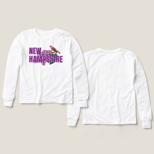 New Hampshire State Symbols Purple Finch & Lilacs (Voorkant /achterkant)