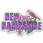 New Hampshire State Symbols Purple Finch & Lilacs Sticker (Voorkant)