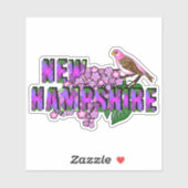 New Hampshire State Symbols Purple Finch & Lilacs Sticker (Vel)